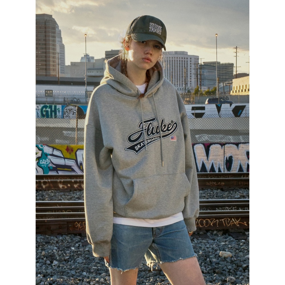 FLUKE フルーク筆記体刺繍ロゴフード付き T シャツ FHT2036 2 カラー W