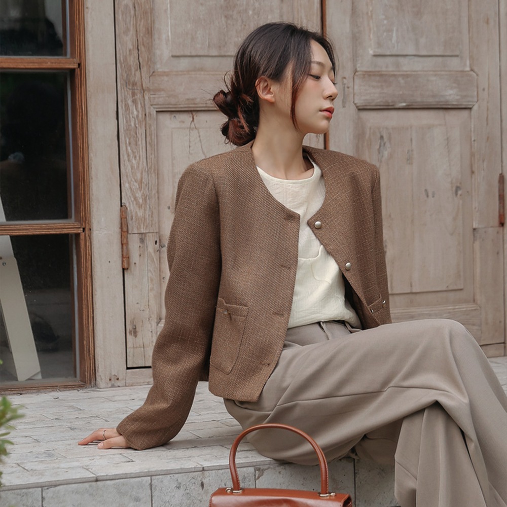 カメリーゴールドボタンツイードジャケット