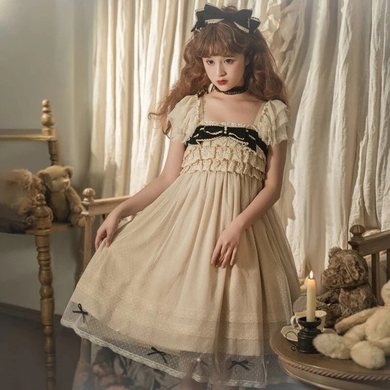 JSK ロリータ ワンピース ドレスジャンパースカート イベント ハロウィンレース卒業式結婚式