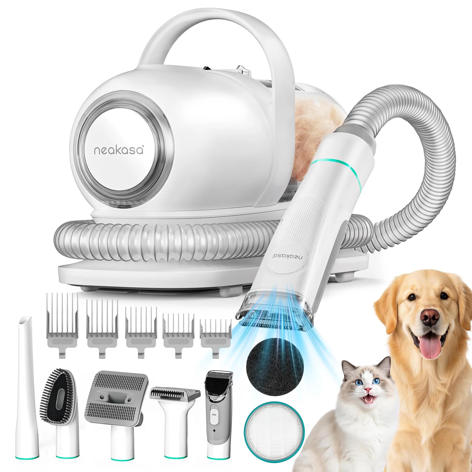 【ブラシと掃除機一体型】Neakasa ペット用バリカン 犬 猫美容器 多機能ペット掃除機 ペットグルーミングセット 電動バリカン ヘアクリッパーやヘアブラシも含む ペット用品 ペットの抜け毛対策 9