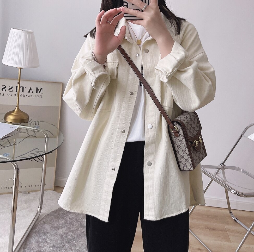 シャツ ブラウス レディース 長袖 襟付き かっこいい かわいい 大人可愛い きれいめ シンプル カジュアル 無地 ママ 学生 お出かけ アウトドア ゆったり ホワイト オレンジ グリーン トップス