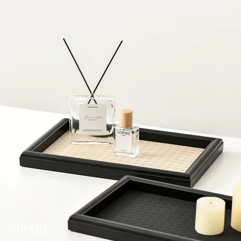 イントレチャート 長方形 ウッド フレーム レザー トレイ 全2色 収納 小物置き トレー プレート おしゃれ 韓国インテリア 韓国雑貨 韓国っぽ インテリア雑貨 韓国 70PARK