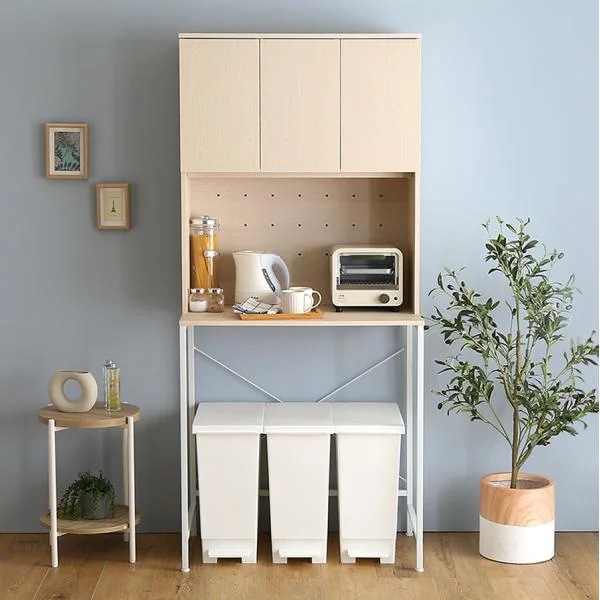 ゴミ箱上ラック 約80cm幅 食器棚 収納棚 ごみ箱上 キッチン リビング デッドスペース 有効活用 家電収納 可動棚 おしゃれ シンプル ナチュラル コンセント付き 17,469円