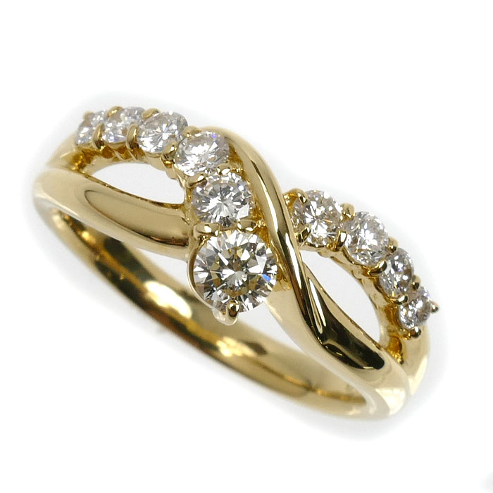 SEIKO JEWELRY K18YG イエローゴールド ダイヤ リング・指輪 ダイヤモンド0.60ct 12号 5.1g レディース 中古 美品
