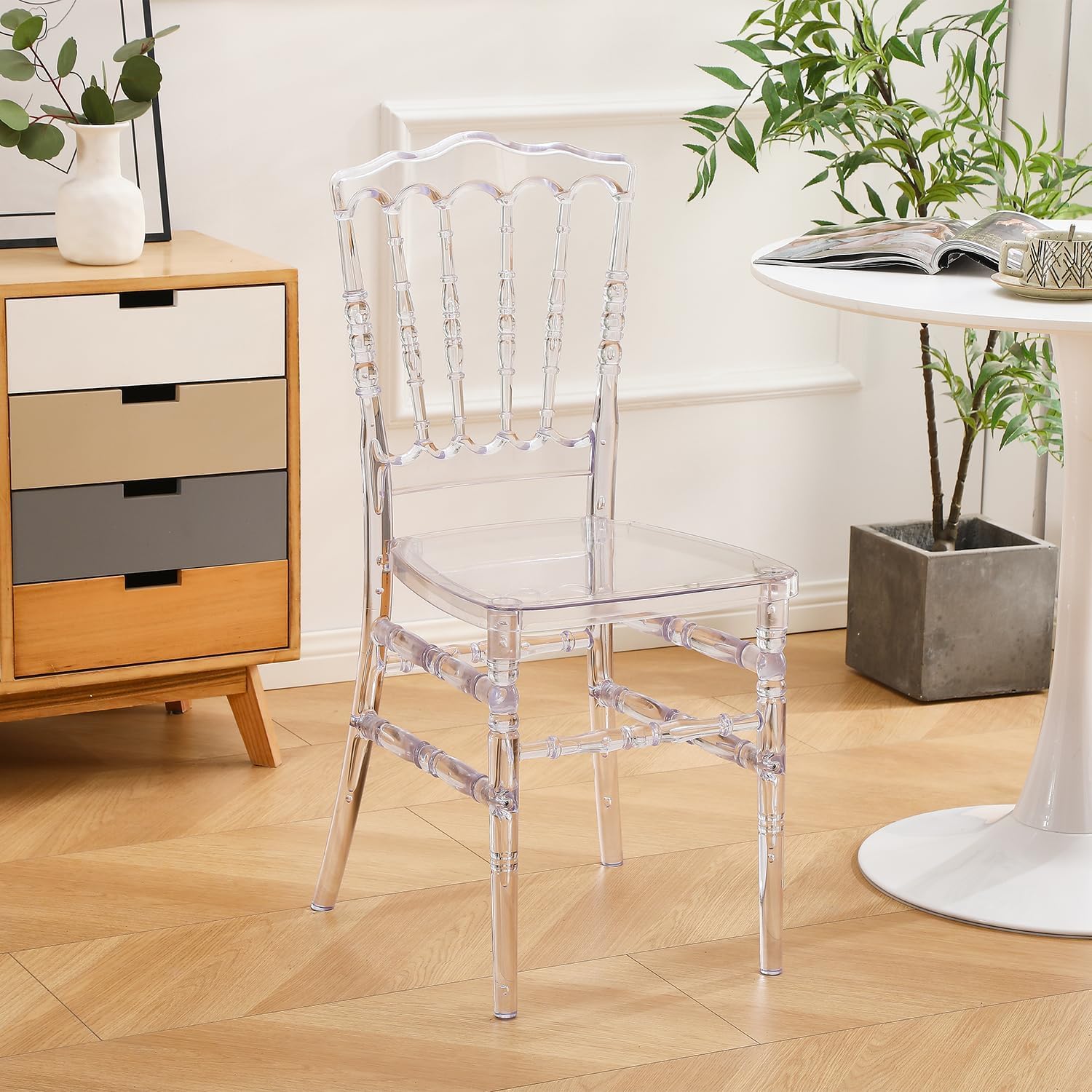 KAIHAOWIN クリアチェア 透明 椅子 ダイニングチェア 幅39x奥行45x高さ92 食卓椅子 おしゃれ いす 化粧チェア 背もたれ 北欧 結婚式 屋内/屋外 イベント