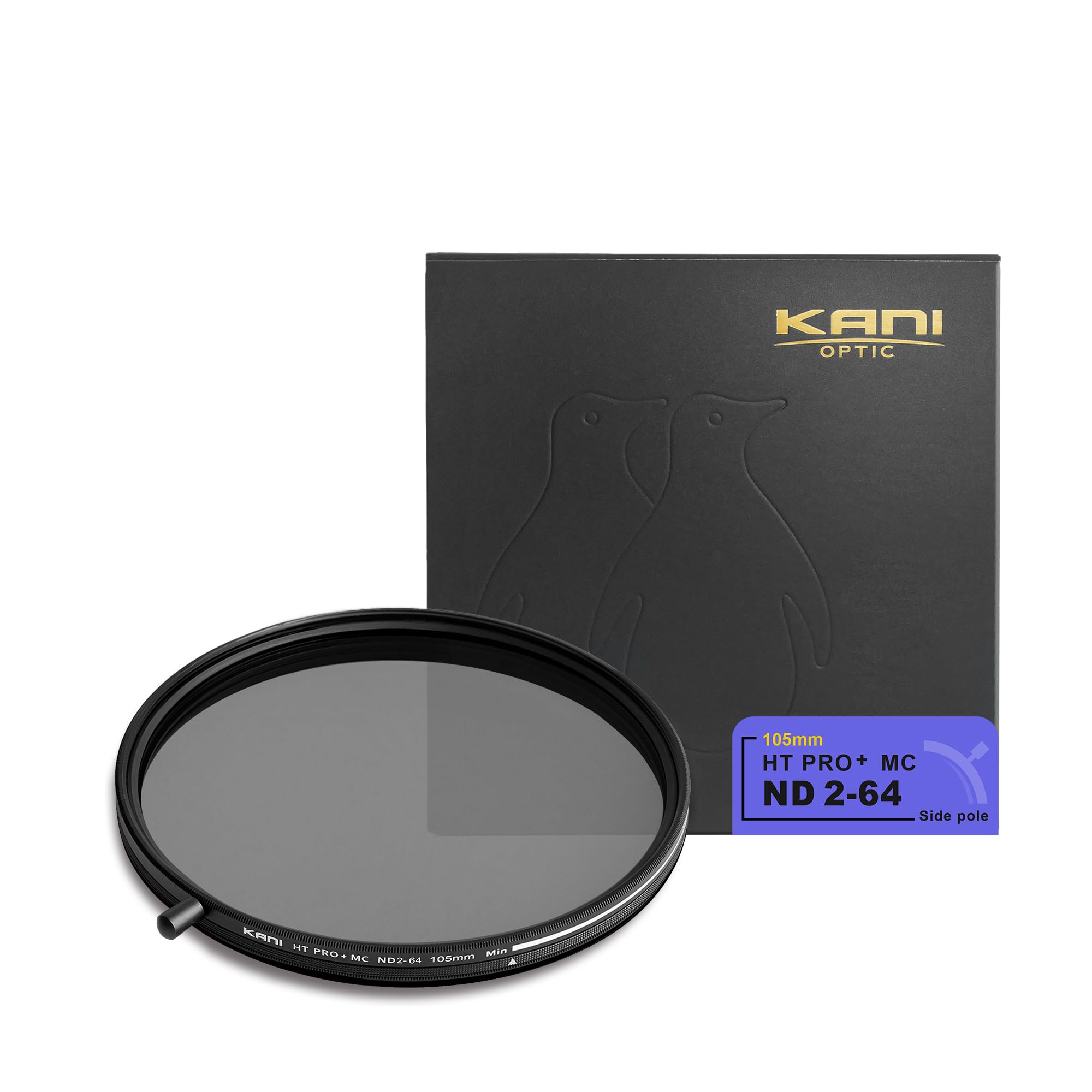 KANI 105mm 可変NDフィルター HT PRO+ MC ND2-64 減光効果最大6絞り分 着脱式調整用ノブ付 高濃度時X状ムラ抑制 低反射 撥水 撥油 防汚 ナノコーティング 809285
