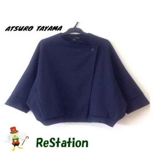 【中古】アツロウタヤマ ATSURO TAYAMA BIGライダースパーカー ネイビー系 レディース サイズ36