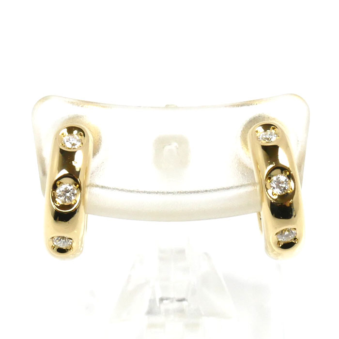 MIKIMOTO ミキモト K18YG イエローゴールド フープ イヤリング ダイヤモンド0.06ct/0.06ct 5.6g レディース 中古