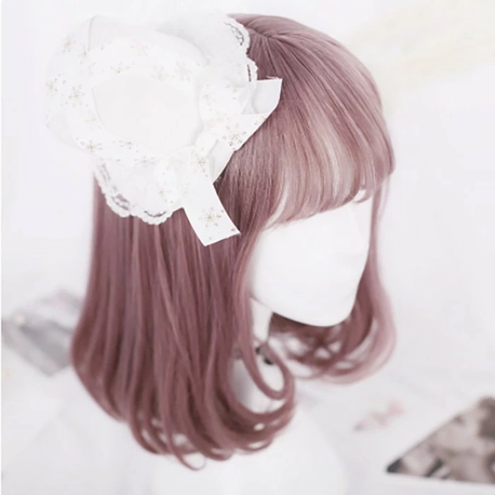 ウィッグ メッシュ ミディアム ショート ロリータ 原宿風 かつら 巻き毛 ゆめかわ パーマ ぱっつん前髪 ゆめかわいい コスプレウィッグ 可愛い ショート 耐熱ウィッグ コスチューム 仮装 大人