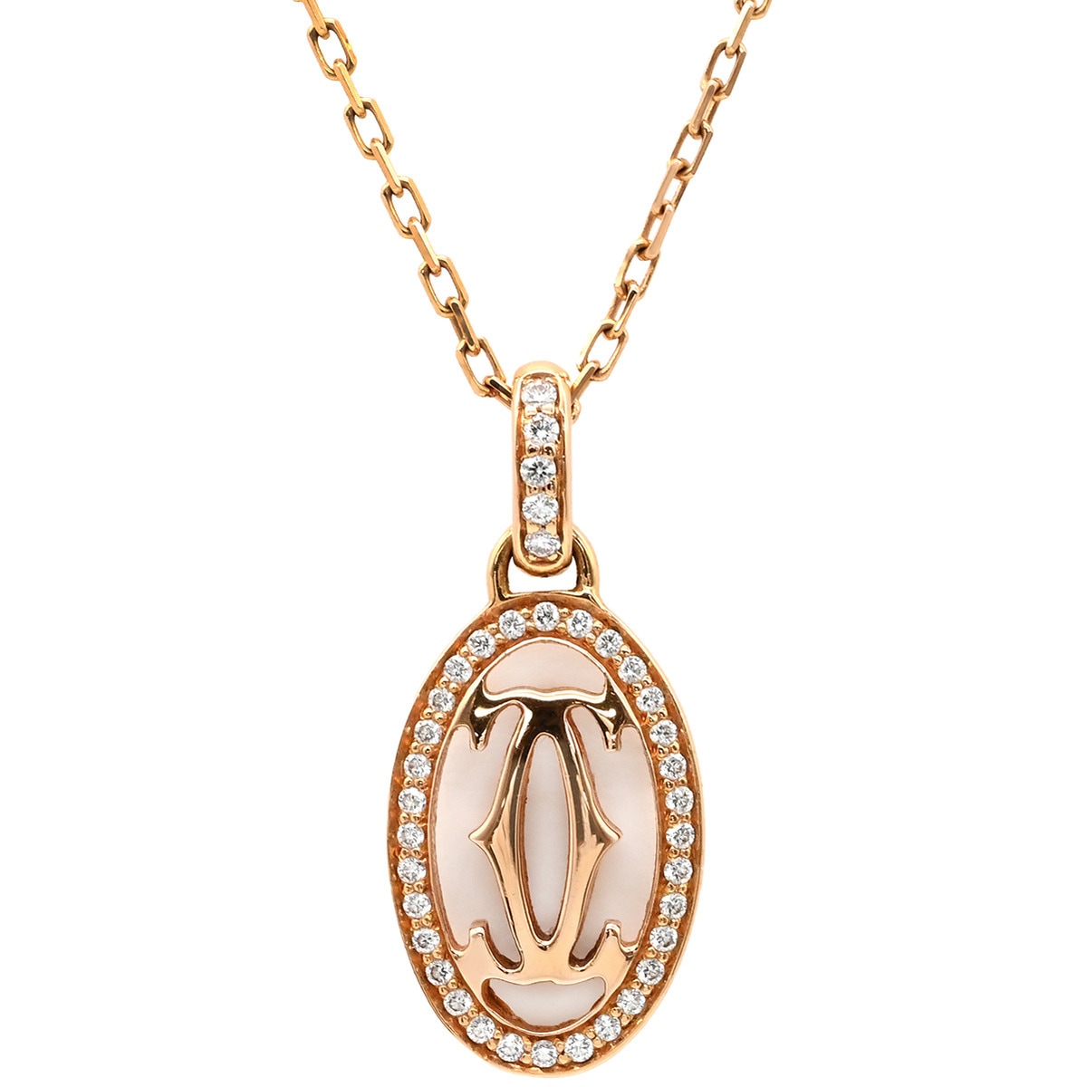 カルティエ Cartier ネックレス ロゴ ドゥーブルC K18PG ダイヤモンド ピンクゴールド 750PG K18 18金 【箱】【中古】 201,880円