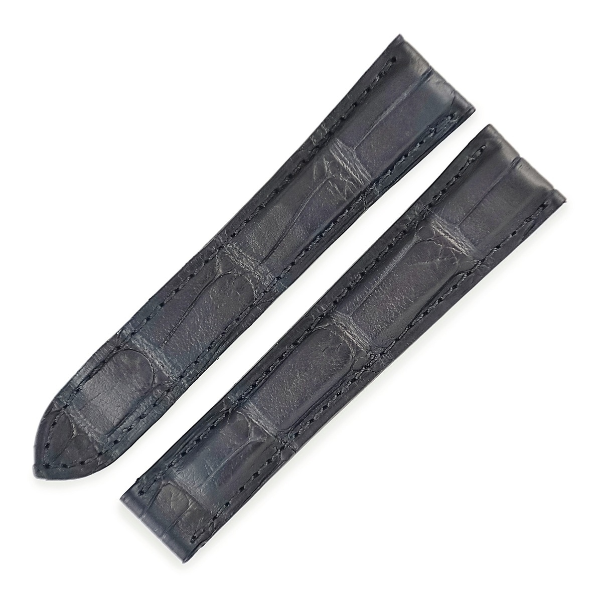 カルティエ Cartier 腕時計パーツ 純正 クロコバンド クロコダイル ネイビー 新品同様 替え ベルト バックル用 ストラップ 本革 替え 16.5ｍｍ ネイビー 紺 【中古】