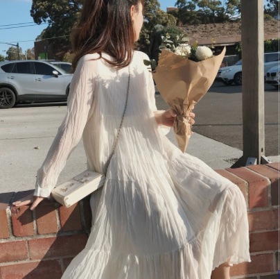 フレアワンピース ニットベスト ホワイト ワンピース スリム 細身 ストレート スマート かわいい