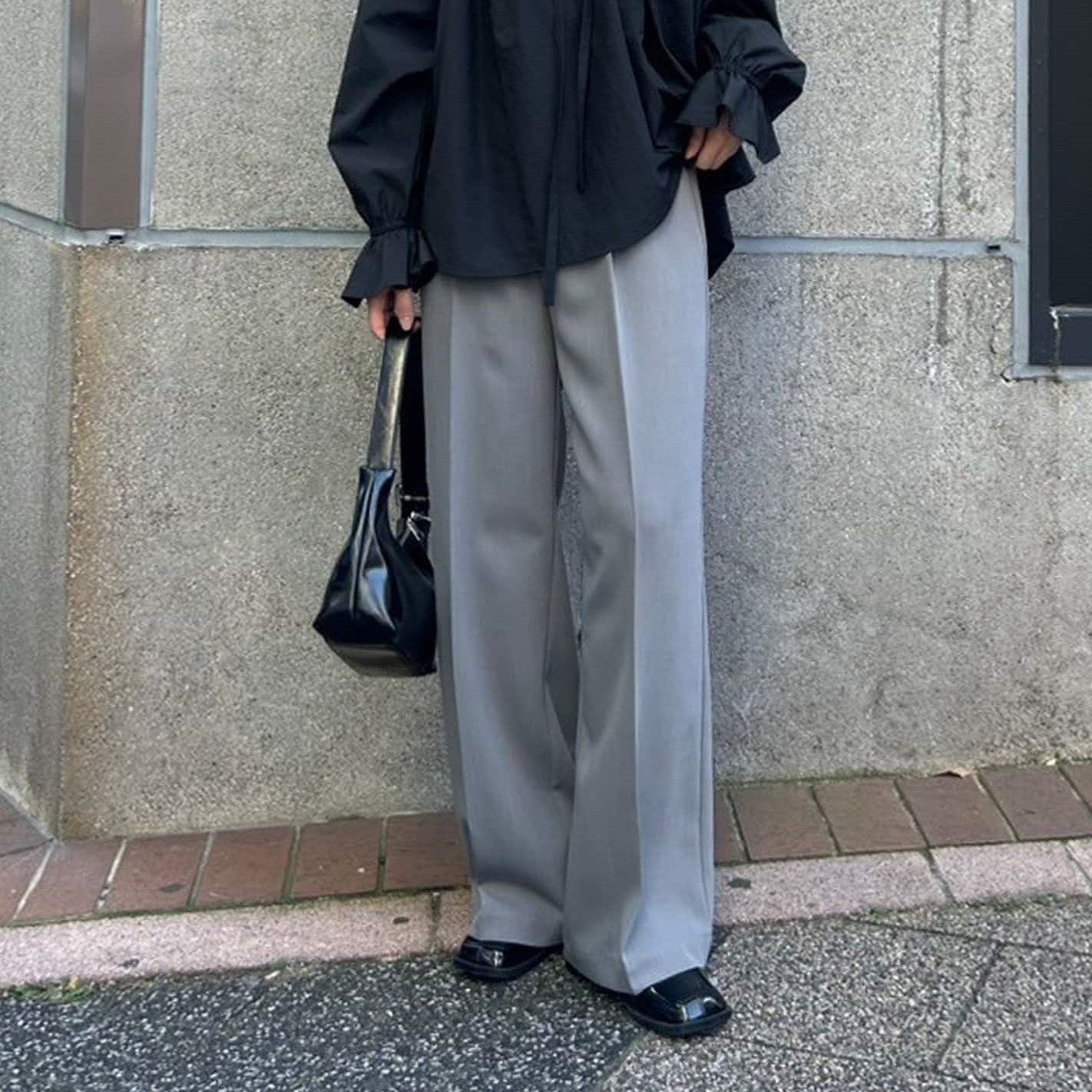 ボトムス パンツ ロングパンツ スラックス ワンプリーツ ハイウエスト ポケット ロング丈 ストレート かわいい 大人可愛い きれいめ シンプル 上品 おしゃれ かっこいい カジュアル レトロ