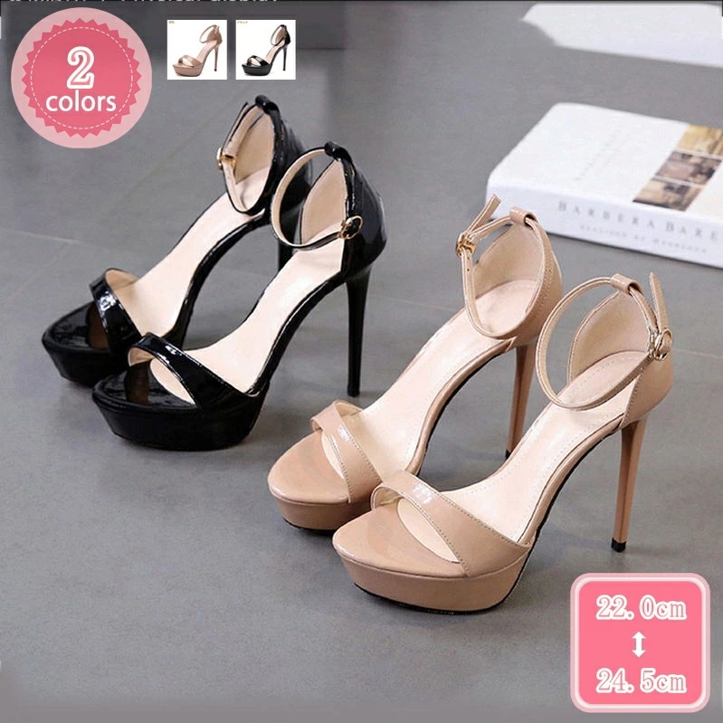 1000円OFFクーポン ハイヒール パンプス キャバ 厚底 アンクルストラップ 大きいサイズ バックル サンダル エナメル キャバ ドレス パーティー ピンヒール プラットフォーム ウェディング オ