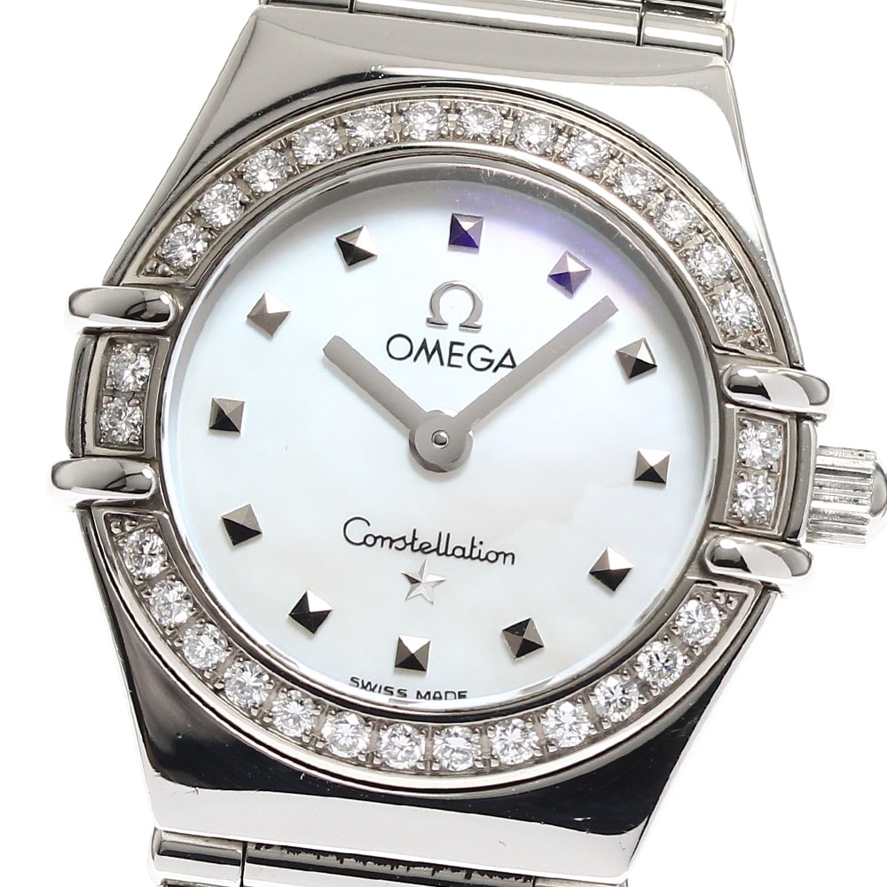 オメガ OMEGA 1475.71 コンステレーション マイチョイス ダイヤベゼル ホワイトシェル文字盤 クォーツ レディース _894085【中古】