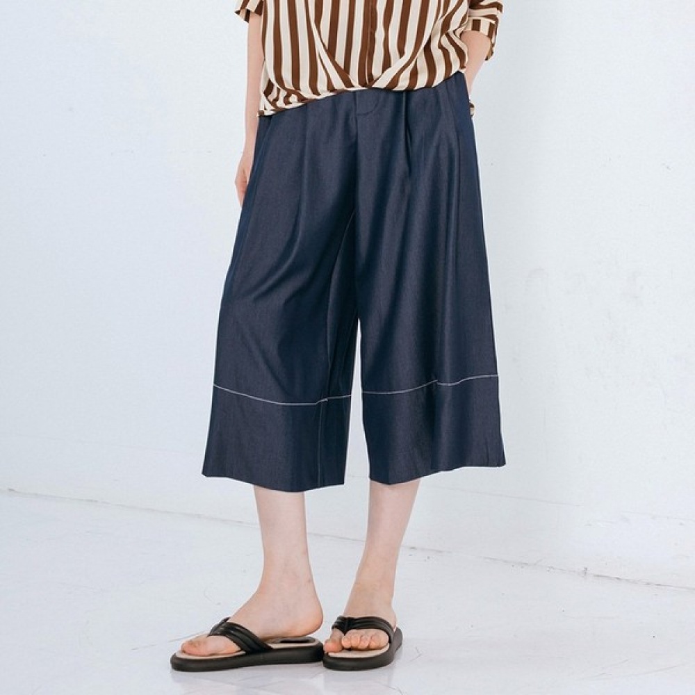 (Max Cartizio) ステッチピンタックデニムワイドパンツ 7,588円