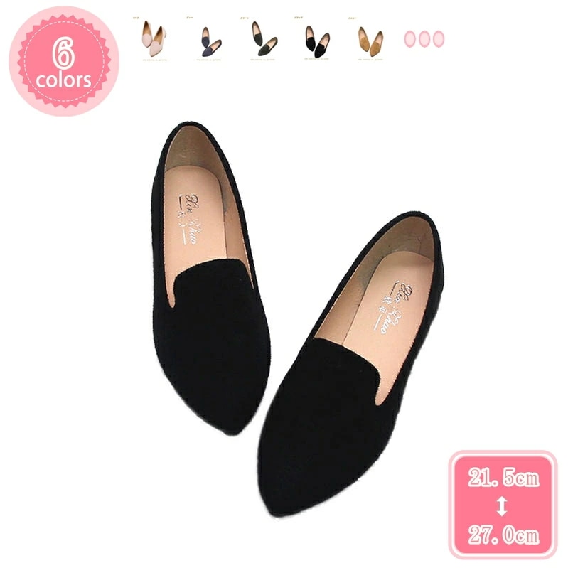 1000円OFFクーポン パンプス 歩きやすい 痛くない 走れる ポインテッドトゥ 1センチヒール ローヒール レディース 柔らか 脱げない ブラック スウェード とんがり 秋冬 小さいサイズ 大きい