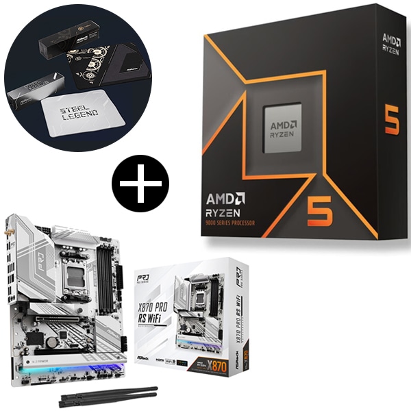 Ryzen 5 9600X W/O Cooler WOF CPU + ASRock X870 Pro RS WiFi マザーボード + ASRockオリジナルマウスパッド セット