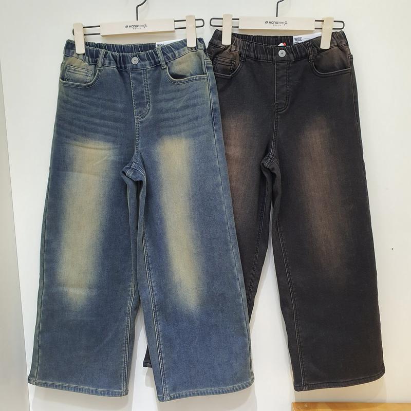 [モダ富平] ミンク起毛 女の子 ワイド デニムパンツ/14540-155-807-10_BP