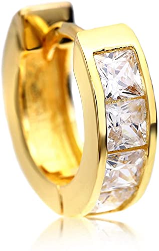 フープ ピアス メンズ 24金 ゴールド ダイヤモンド CZ 片耳1個 16mm径 24KGP ハリウッド セレブ ジュエリー