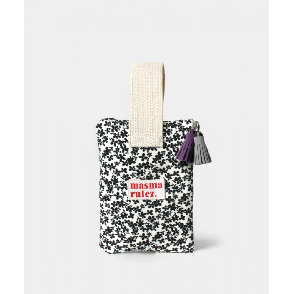 MASMARULEZ ストラップポーチ ブラックフラワー