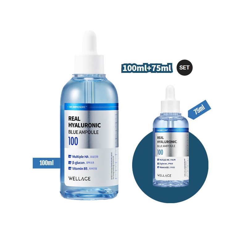 [2個セット] リアル ヒアルロニック ブルー 100 アンプル, 100ml + 75ml