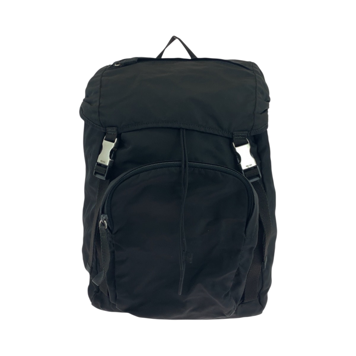 美品 テスート 三角ロゴプレート ブラック 黒 シルバー金具 ナイロン VZ135973 リュックサック バックパック メンズ 502805