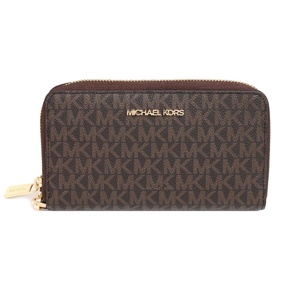 MK 長財布 35F8GTVW9B-BROWN レディース アウトレット モノグラム ラウンドファスナー ブラウン 並行輸入品