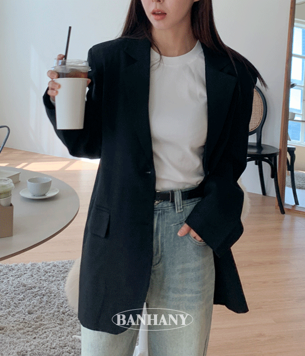 カラー オーバーフィット スリット シングル ブレザー ジャケット