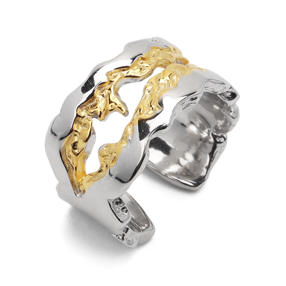 S925 バイカラー 透かし イヤーカフ [cec149]