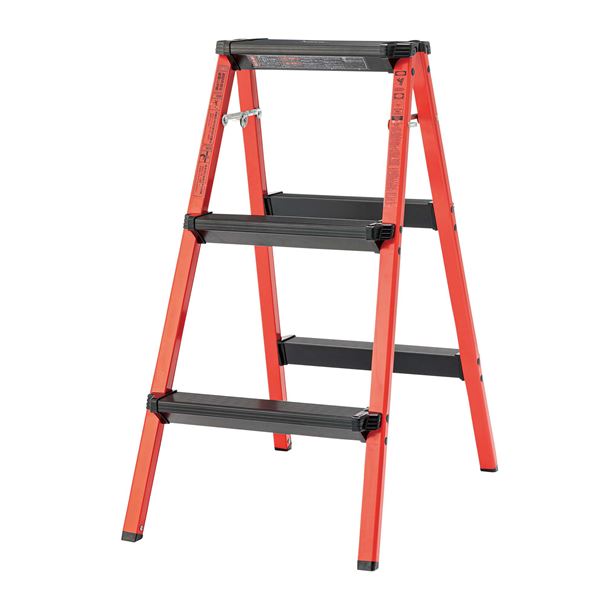 ステップスツール/踏み台 3段 約W44xD64xH79cm レッド 完成品