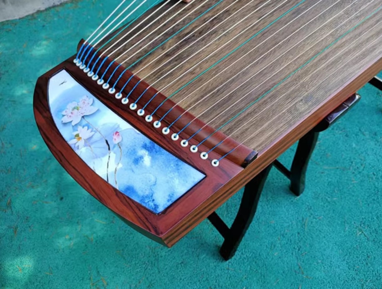 筝130cm彩色彩荷塘模様中国弦楽器