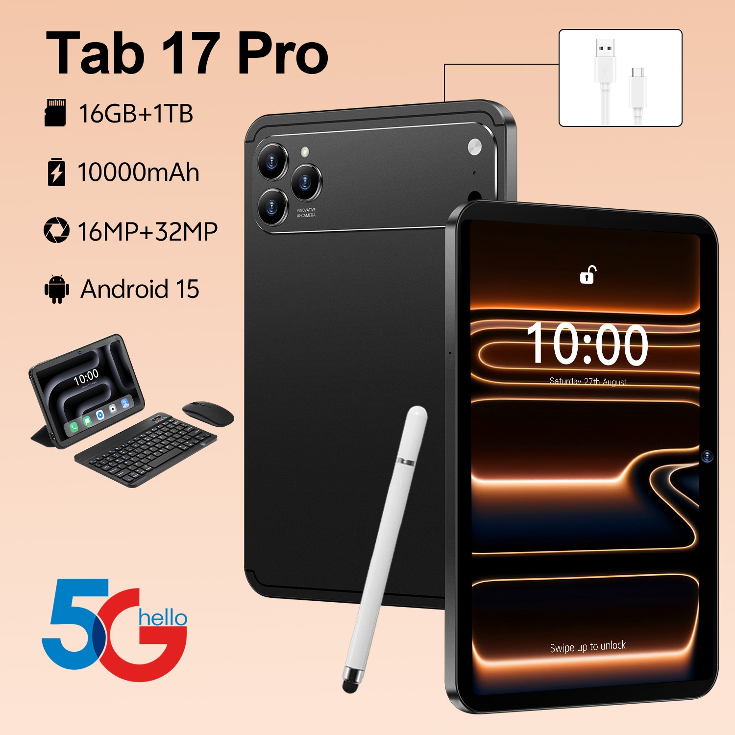 Tab 17 Pro Android スマート タブレット 10.1 インチ大画面