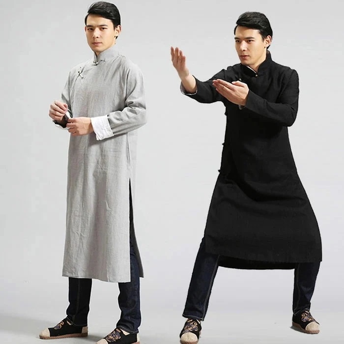 チャイナ服 メンズ 男性 長袍 チャンパオ チャイナ風 中華服 中国 メンズ用 カジュアル 服 ロング丈 シャツ ジャケット 上着 中国伝統服 メンズ チャイナ服 綿麻 コットン リネン 麻混 フォマ