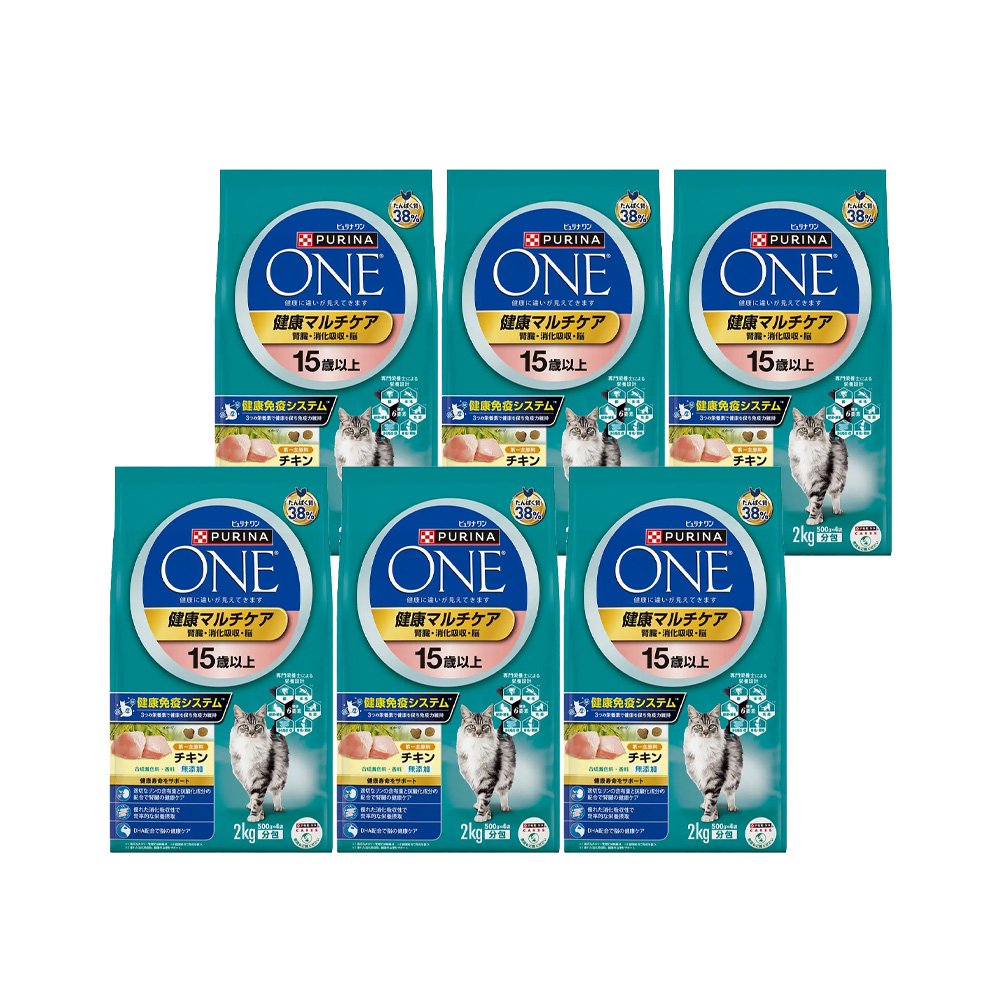 キャットフード　ピュリナワン　猫　キャット　健康マルチケア　１５歳以上　チキン　２ｋｇ（５００ｇX４袋）X６袋　ＣＲＣ35―15―68―20―00