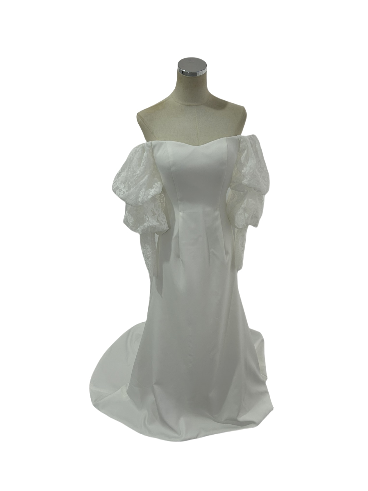 ウェディングドレス オフショルダー ロングスリーブ ソフトマーメイドライン クレープ生地 前撮り