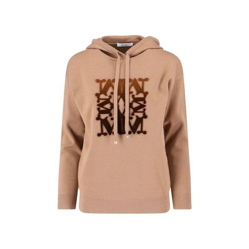 25FW マックスマーラ レディース ドローストリング フード付きニットTシャツ キャメル 2521366222600 022 013