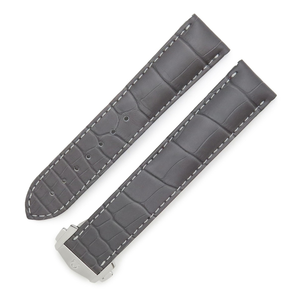 メンズ 未使用 純正 クロコ 純正SS製バックル付き ベルト ストラップ 20ｍｍ グレー