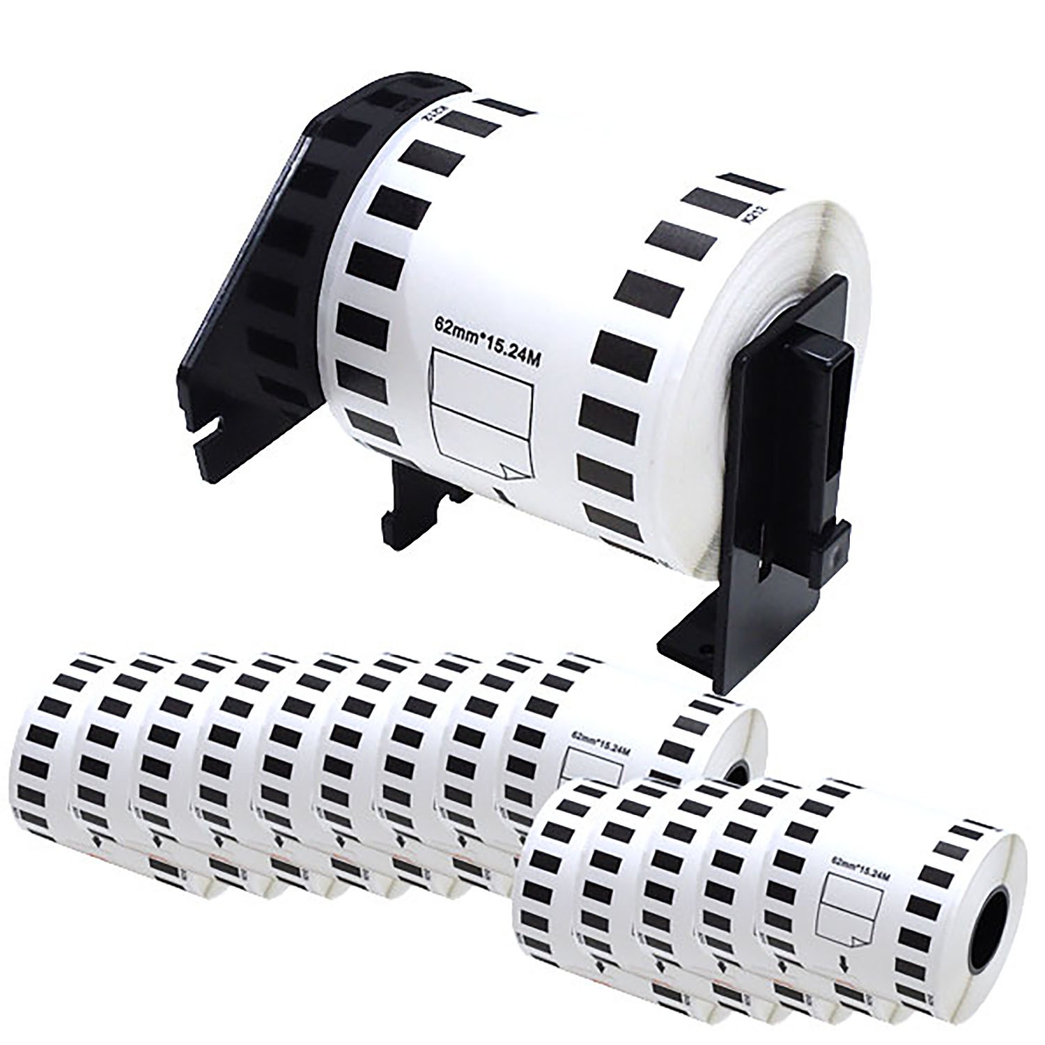 ブラザー用 ピータッチ DKテープ (感熱フィルム) DK-2606W 互換品 長尺フィルムテープ(白色) 白 62mm×15.24m 15個セット+ホルダー1個