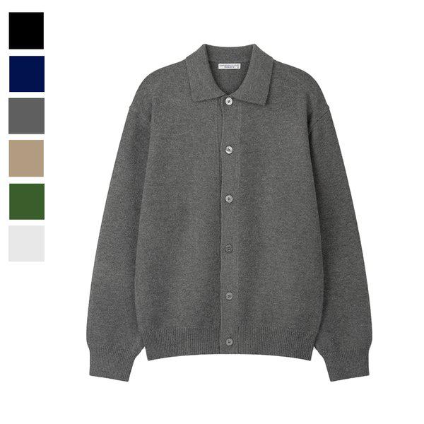 メンズ秋カイルセミクロップカラネックニットカーディガンAS-CAA-Q027-チャコール