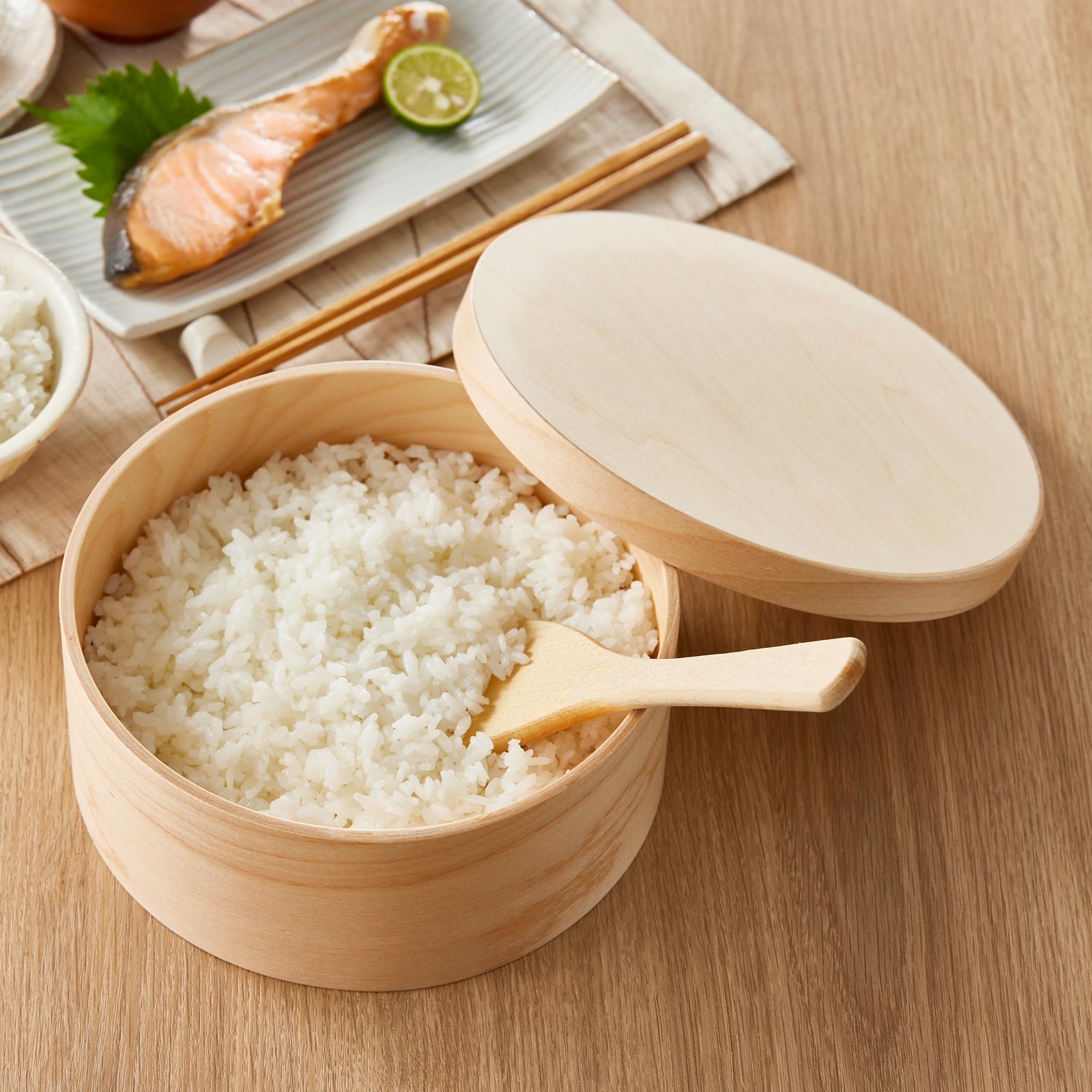 3合 おひつ 天然木 木製 曲げわっぱ 丸 電子レンジ対応 食洗機可 NGM-18