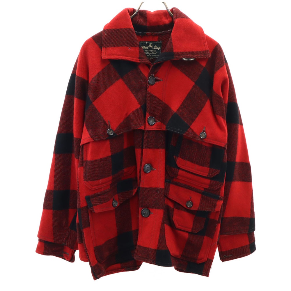 ホワイトスタッグ 50s ウール ヴィンテージ ダブルマッキーノ チェック柄 カバーオール レッド系 WHITE STAG メンズ