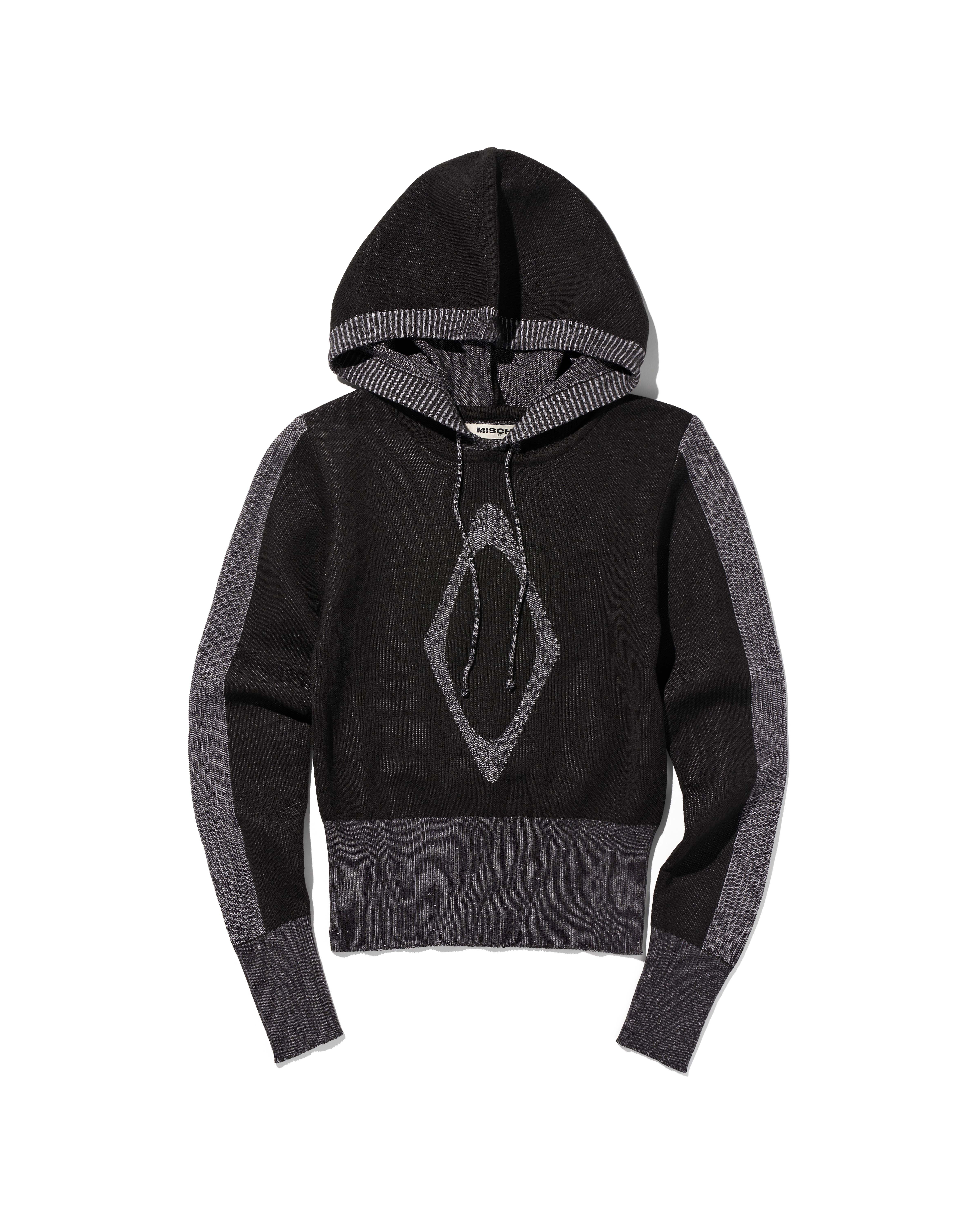 【MISCHIEF】 RHOMBUS KNIT HOODIE : BLACK