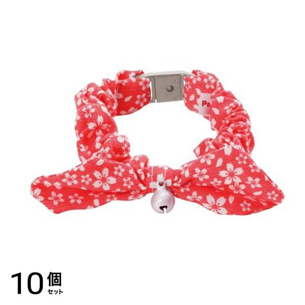 ペティオ 猫小町シュシュ 桜 レッド 1本入 (W55263) 10個セット