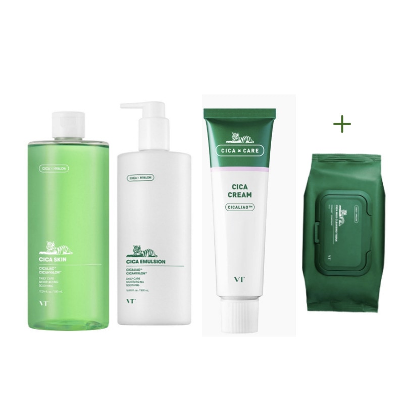 【ニキビ4点セット】【大容量】V.Tシカ スキン トナー510ml/ローション500ml/シカクリームプラス/ニキビ/低刺激鎮静ケア/保湿クリーム/ニキビケア/ニキビ肌