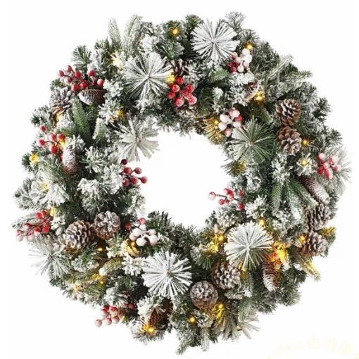 クリスマスリース 55cm 松ぼっくり付き 玄関壁飾り デラックス花輪 結婚式/お祝い/新築・開業祝いに ドアチャーム