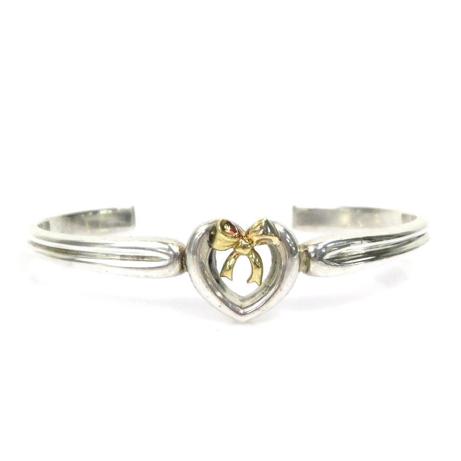 ティファニー TIFFANY&Co. バングル ハート リボン バングル シルバー925/K18 シルバー×ゴールド レディース h31917a
