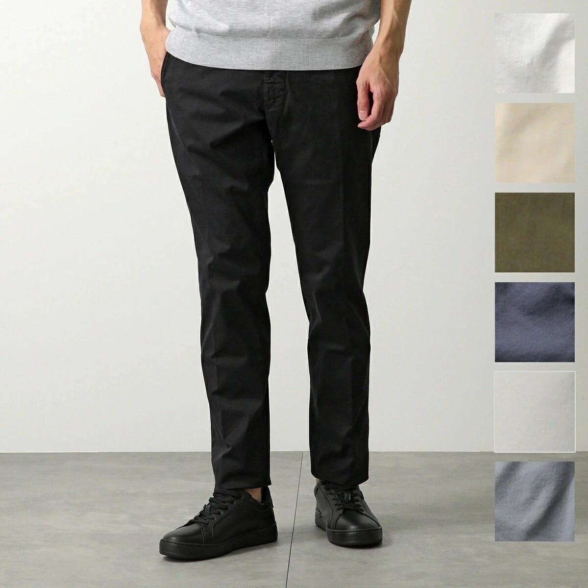 INCOTEX インコテックス スラックス 18S100 9664A メンズ ストレッチ コットン混紡 チノパン テーパード ガーメントダイ ロゴ刺繍 カラー7色