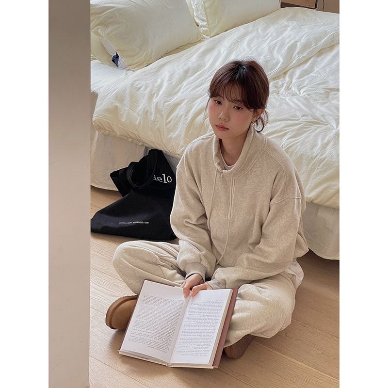 ゆったり 2色 韓国風 ファッション セットアップ 裏起毛 トップス カジュアルパンツ ツーピース