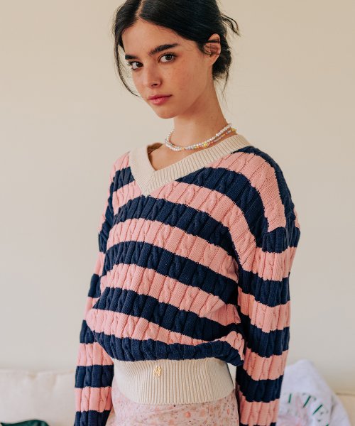 Taffy Cable Sweater-Navy